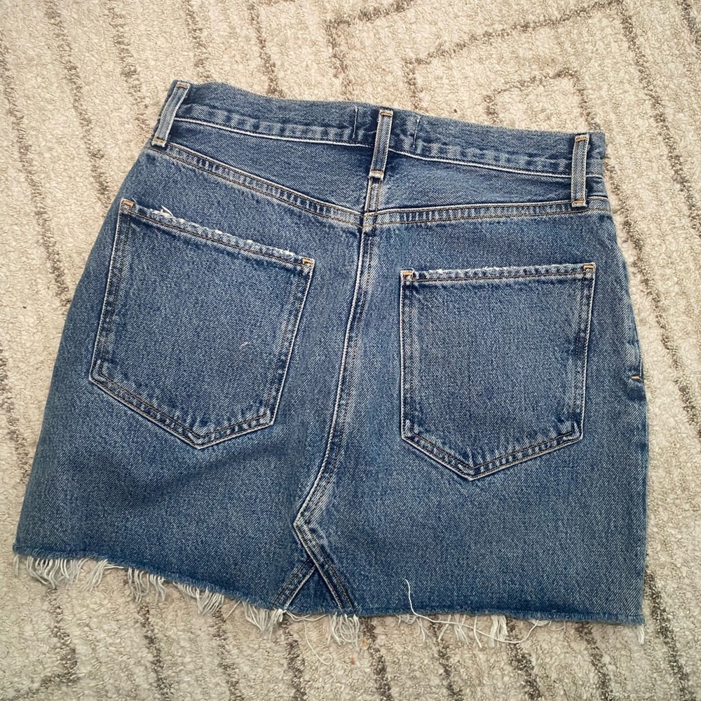 AGOLDE Distressed Button Front Denim Mini Skirt Size 25 - Picture 3 of 6